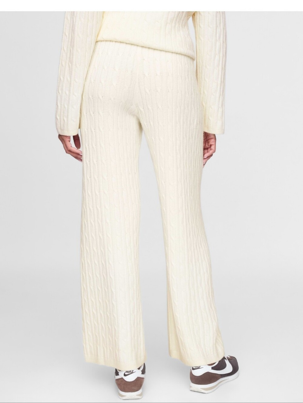 GAP Cream Cable-Knit Wide-Leg Pants